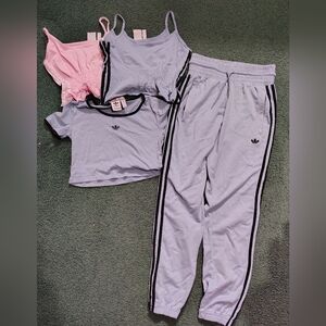 Adidas Pastel Blue Tracksuit Set With Extra Pink Top XS